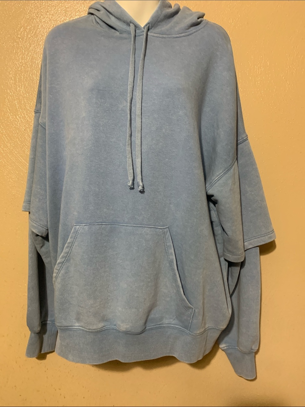 Wild Fable  M Sky Blue Hooded Pullover Kangaroo Pockets Double Sleeves NWT